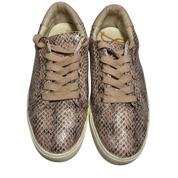 Sam Edelman Ethyl Faux Leather Snakeskin Print Pink Sneakers Sz 9.5 - Picture 2 of 10